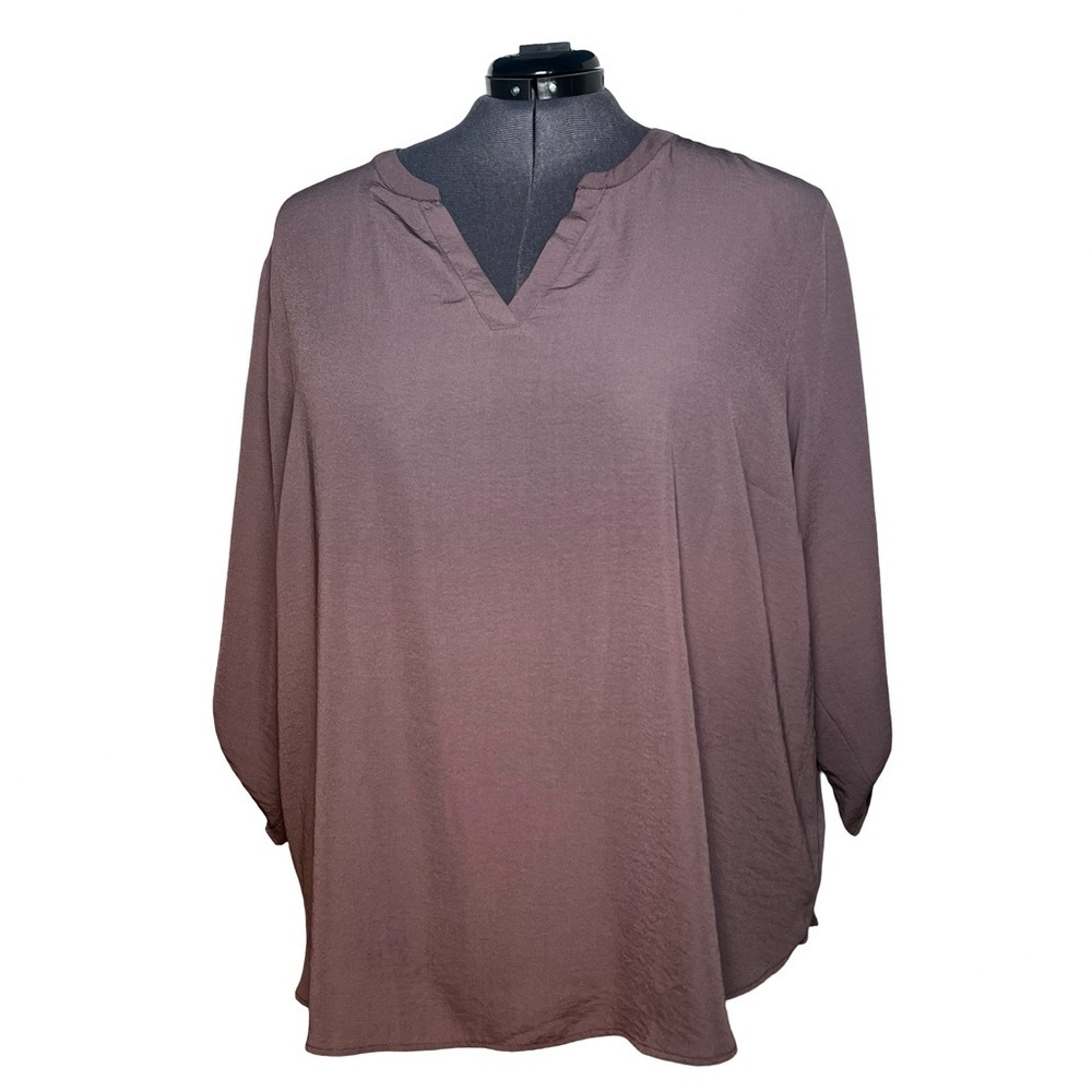 Maurices Soft Purple Split Neck 3/4 Sleeve Blouse (Size 3X)